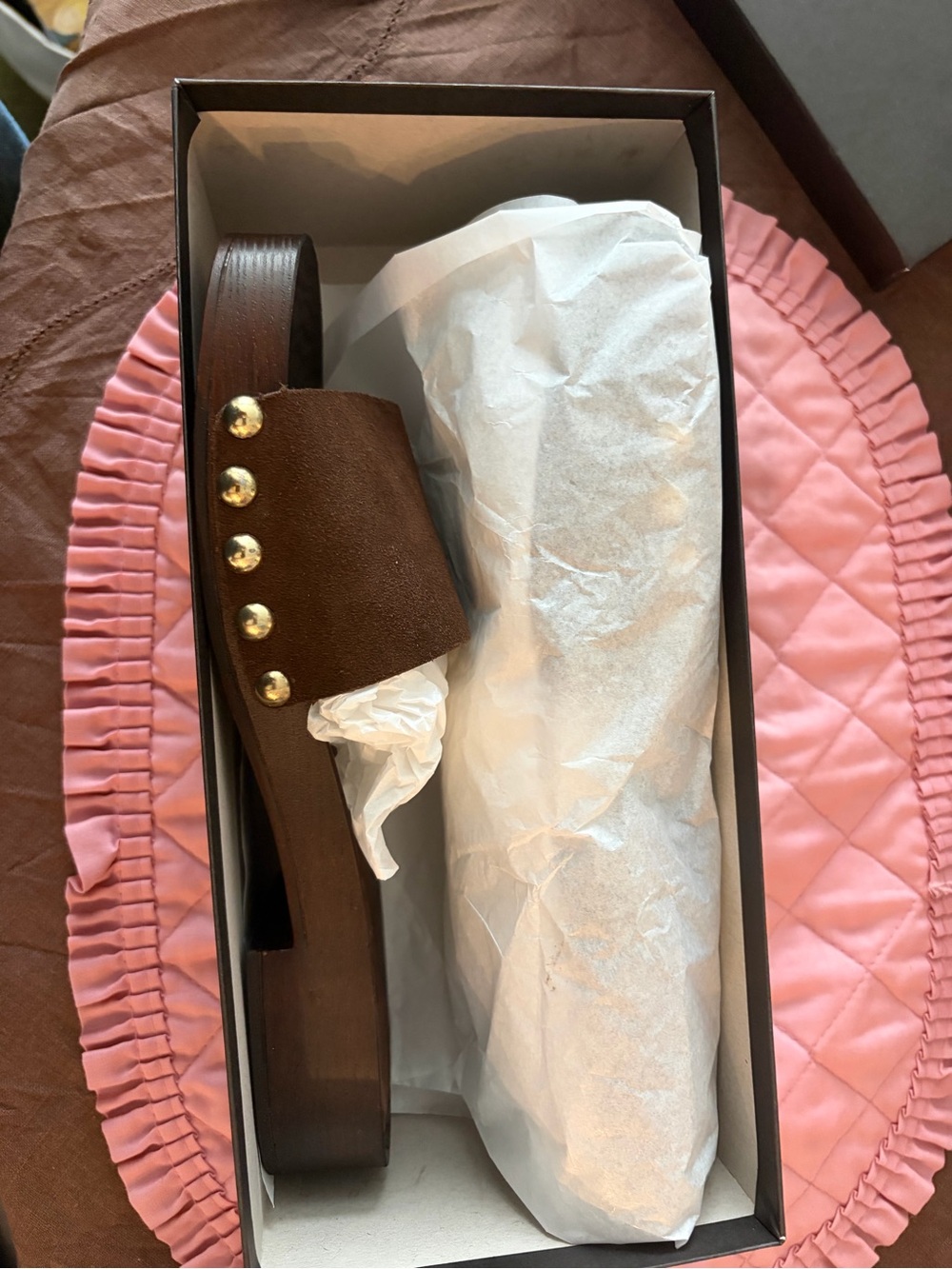 Brown Studded Real Suede Leather Platform Sandals - V&M, NWB, 40